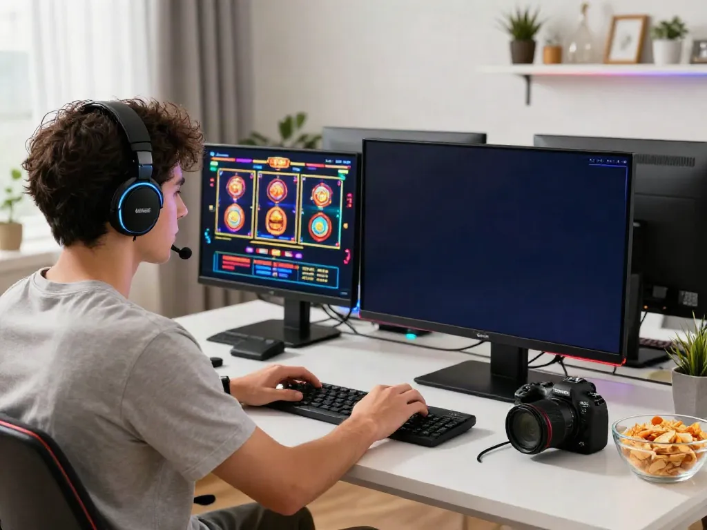 Engaging online gaming experience at credit card casinos UK with vibrant games and modern setup.