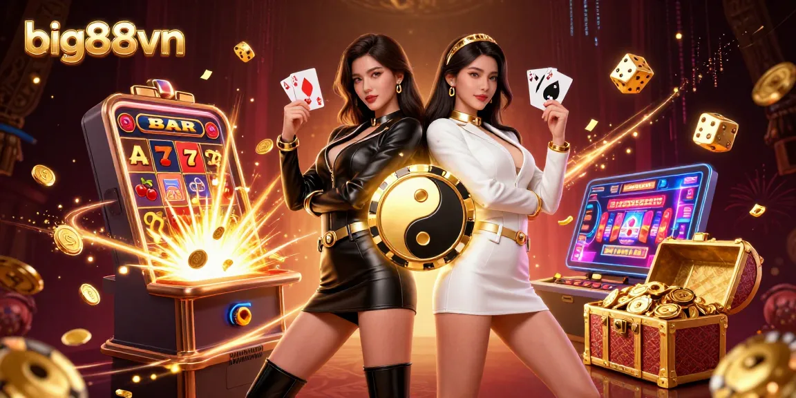 Experience the excitement of big88vn with twin Asian casino champions at the slot machines.
