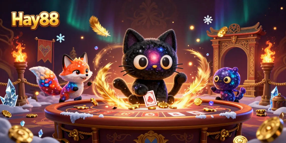 Spin the reels with Hay88 at the cosmic casino, where vibrant characters engage in thrilling bets.