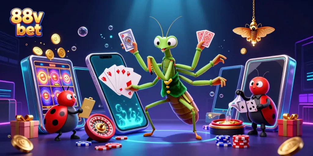Experience the excitement of 88v bet in a stunning 3D casino scene with vibrant visuals.