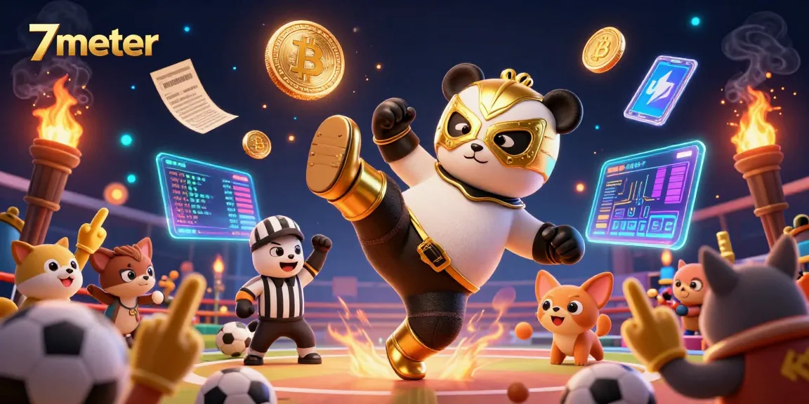 Experience thrilling sports betting action with 7meter's vibrant panda wrestler and dynamic elements