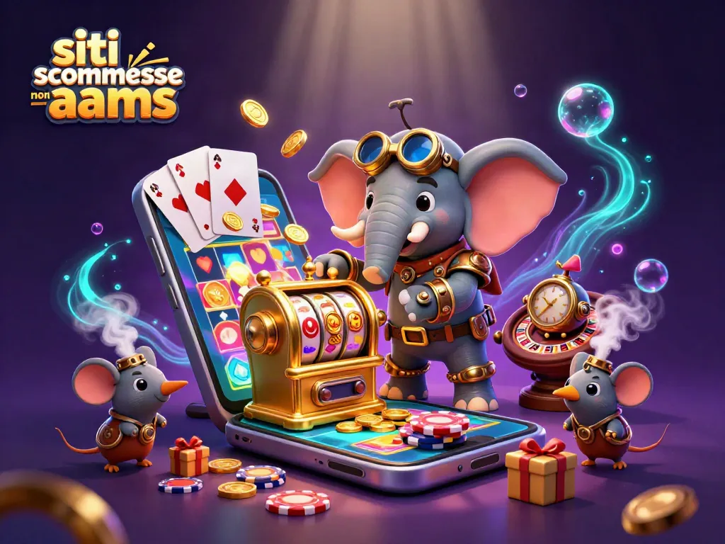 I migliori siti scommesse non AAMS con l'elefante steampunk mentre gestisce una slot machine iconica.