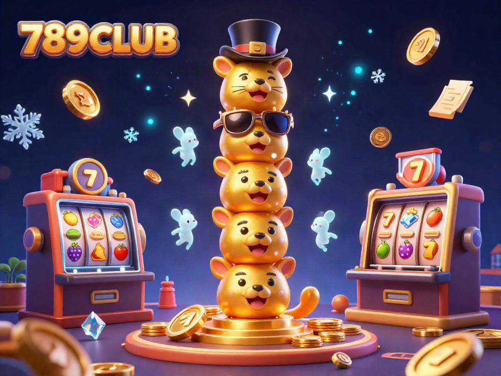 Engage with vibrant 789CLUB casino excitement featuring a dynamic golden totem pole and lively game elements.