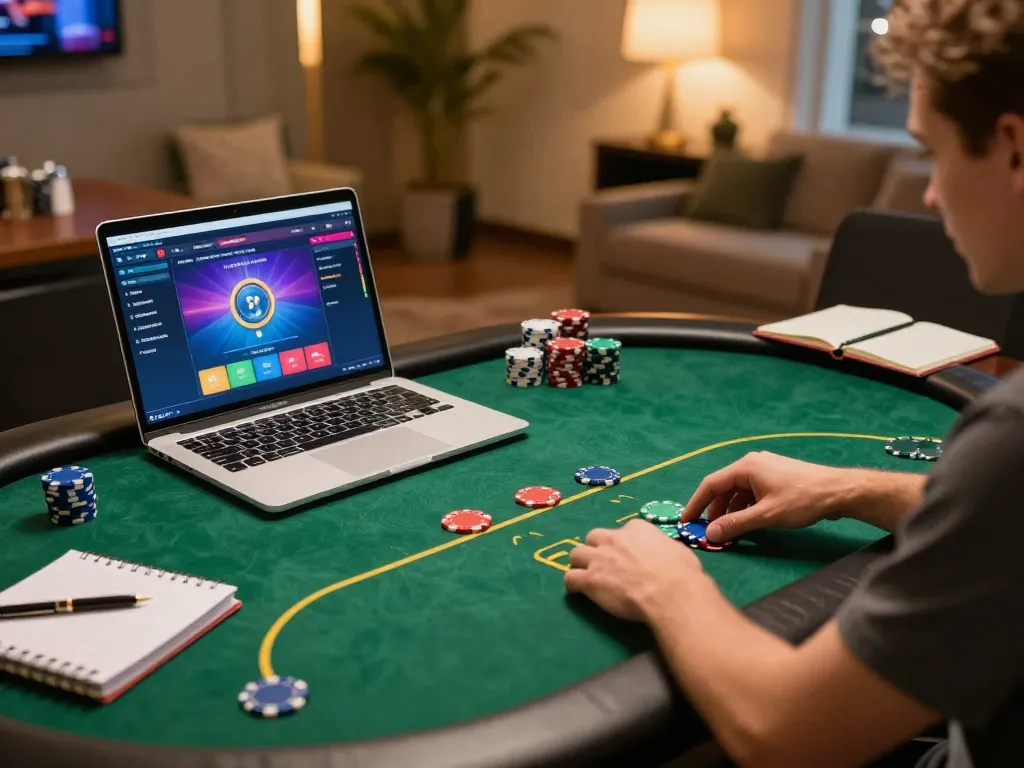 Engaging poker gameplay on MPO08 Link revealed through an immersive online setup, showcasing strategic betting.