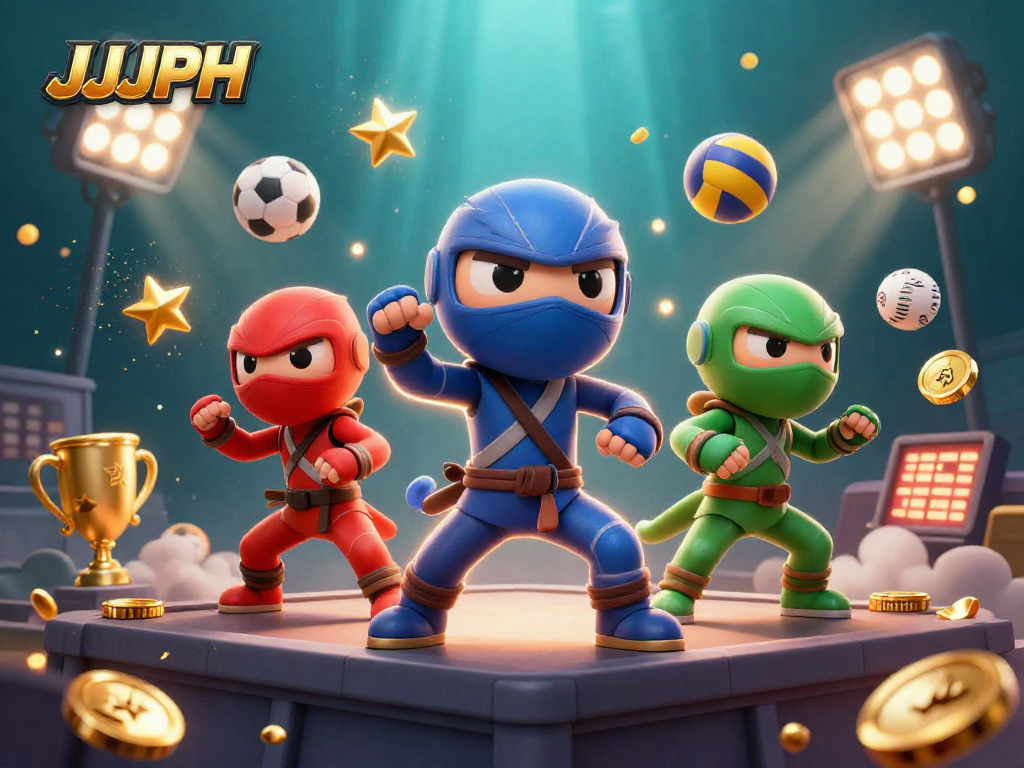 Experience the thrill of JJJPH with a vibrant 3D casino scene featuring dynamic ninja chameleons.