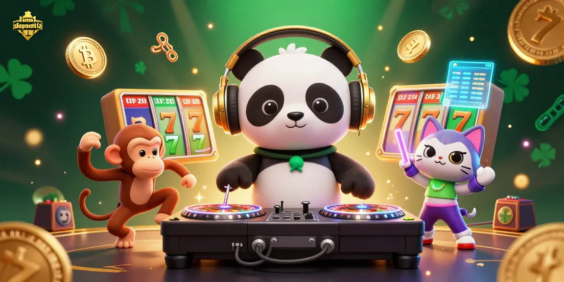Experience the excitement of slot depsoit 1k with a DJ panda and vibrant casino elements.