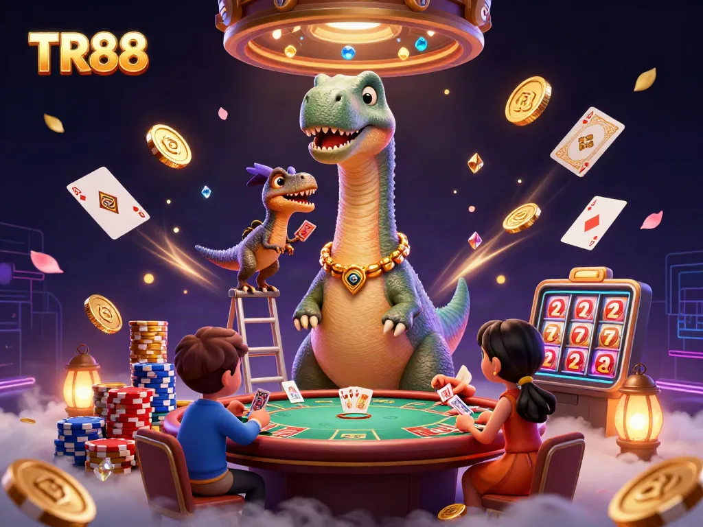 Experience the excitement at TR88 with dazzling casino elements and vibrant characters in action.