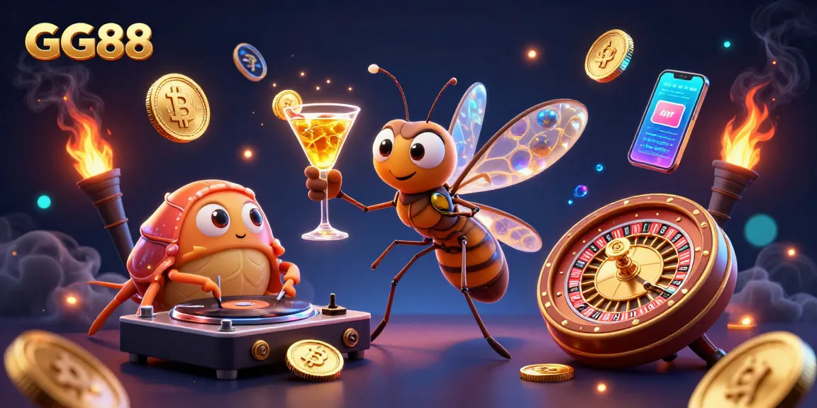 Experience the excitement of GG88 with a vibrant casino-themed 3D illustration showcasing unique gaming elements.