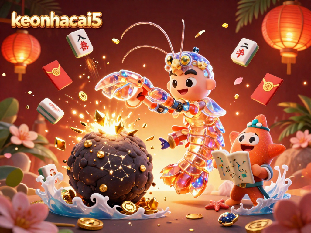 Experience vibrant gaming action in this keonhacai5 casino illustration featuring dynamic samurai and treasure elements.