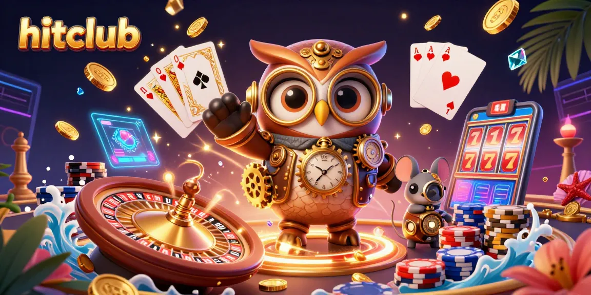 Experience thrilling gaming with hitclub as a time-traveling owl and mouse navigate a vibrant casino.
