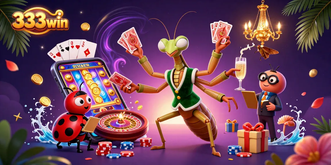 Experience thrilling gameplay at 333win with vibrant casino elements and engaging characters in a stunning scene.