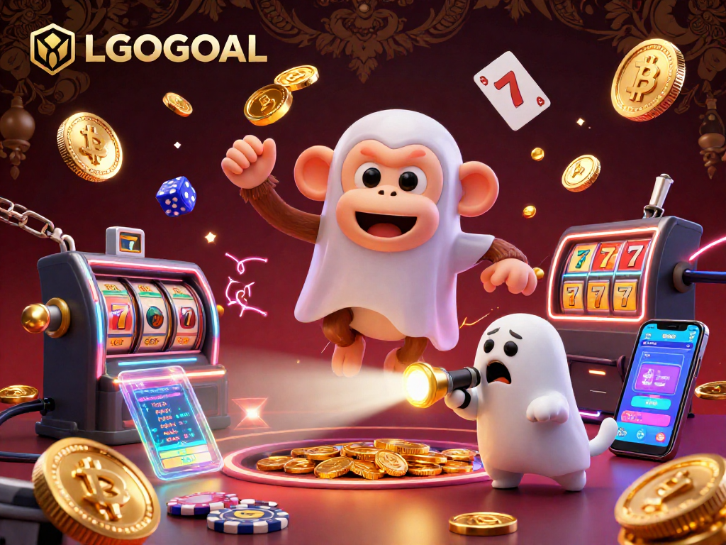 Engage in thrilling gaming experiences at LGOGOAL, with vibrant slots and crypto elements illuminating the scene.