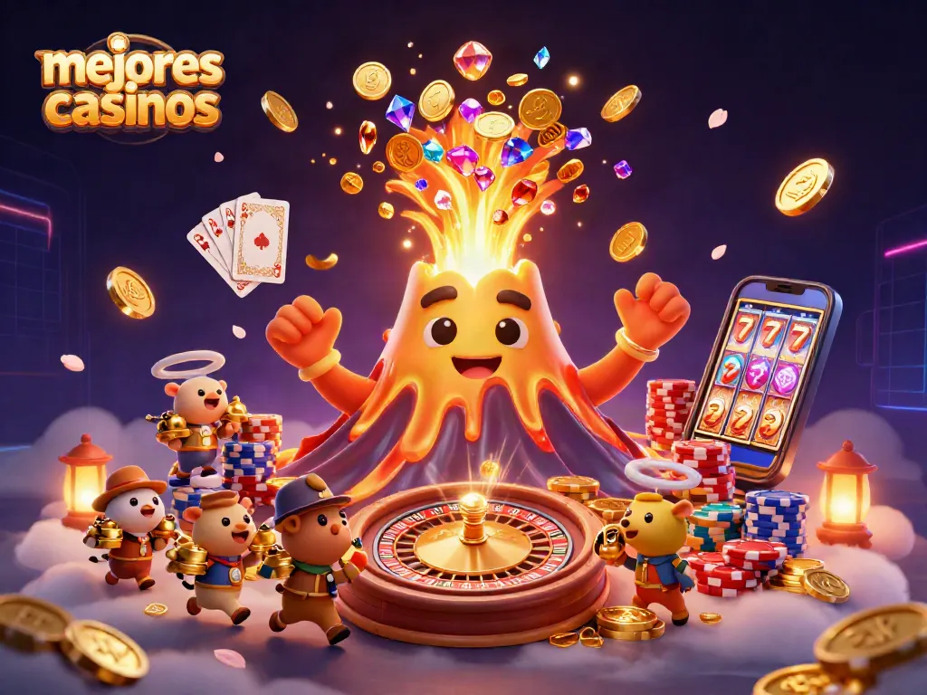 Gana en los mejores casinos jugando con un volcán dorado y tesoros en un entorno dinámico.