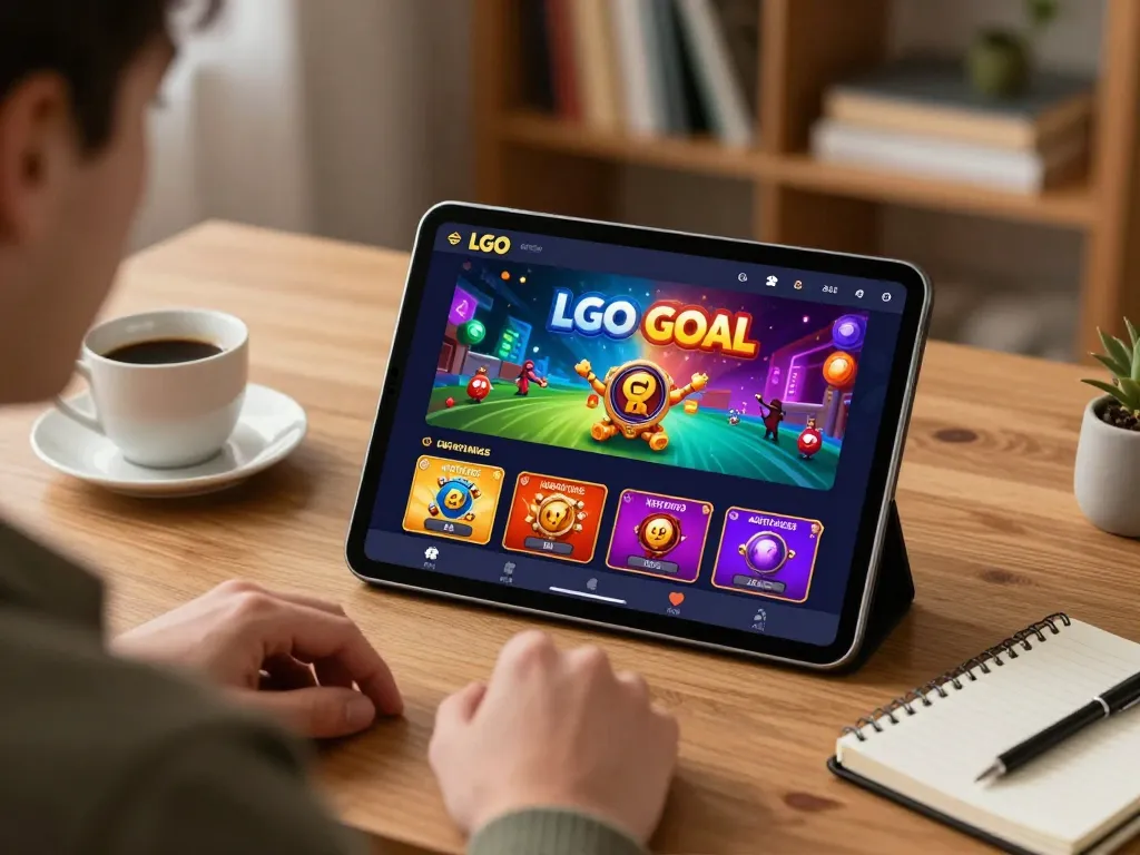 LGO GOAL player enjoying an online casino experience on tablet, focusing on winning strategies