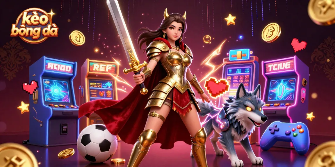 Engage with kèo bóng đá in this dynamic scene featuring a warrior queen and her glowing wolf companion.