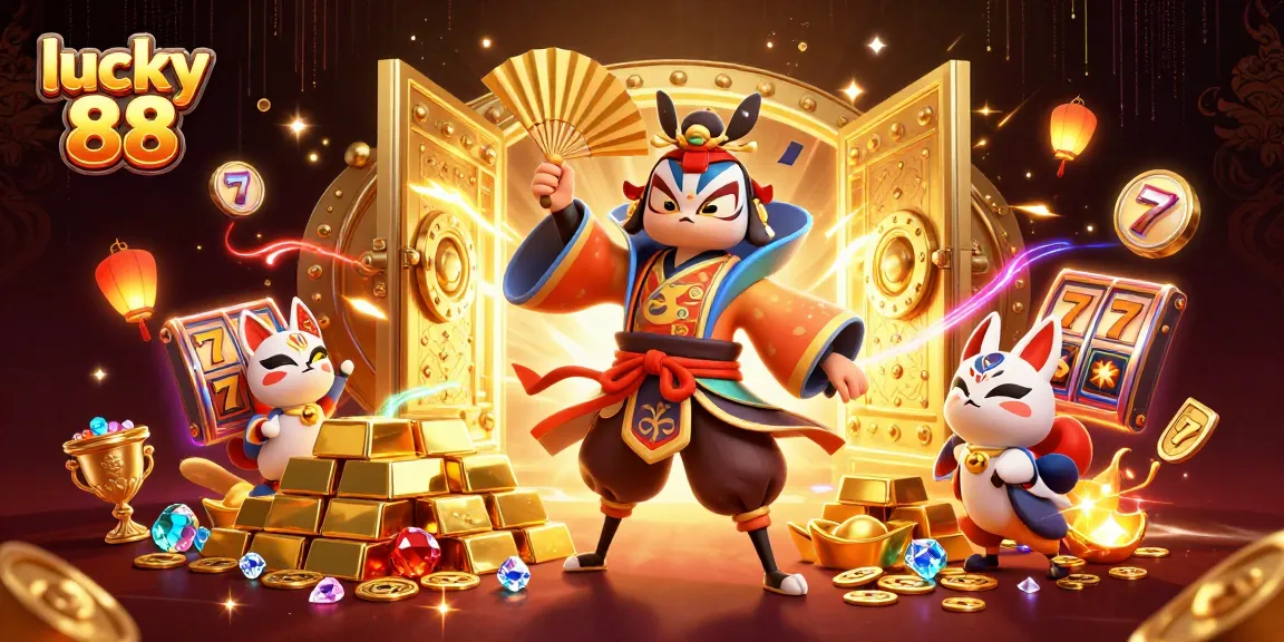 Engage in thrilling gameplay of lucky 88 with vibrant 3D characters and brilliant casino elements.