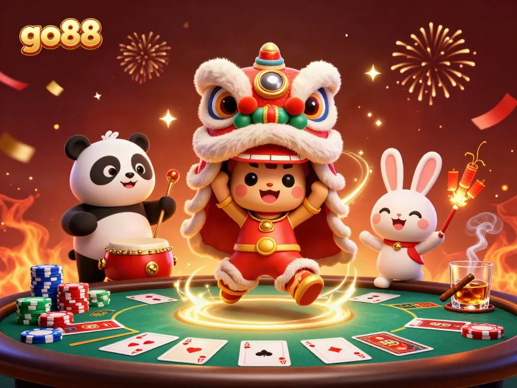 Experience the excitement of go88 with lively characters celebrating at a poker table.