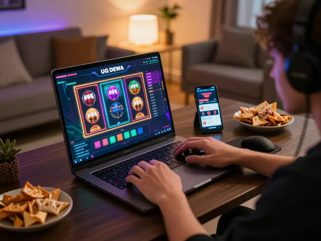 Engage in exciting gameplay at UG DEWA with colorful online slot graphics.