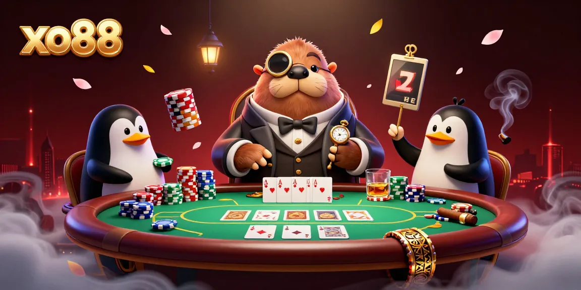 Experience thrilling poker strategies at xo88 with captivating underwater characters in a rich casino scene.