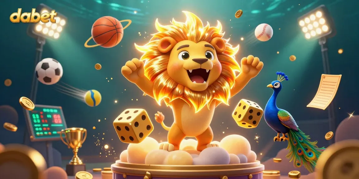Experience the thrill of dabet in this vibrant 3D casino scene showcasing sports betting elements.