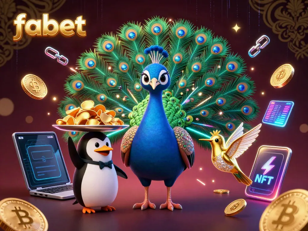 Experience the thrilling world of fabet with a vibrant 3D casino scene featuring exciting characters and crypto elements.