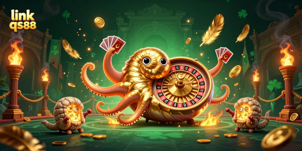 Join the fun at link qs88 with an exciting 3D casino illustration showcasing gambling adventures.