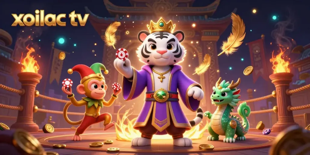 Experience exciting games at Xoilac TV with vibrant characters and rich casino elements.