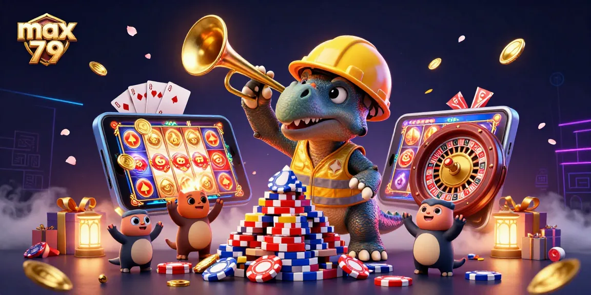 Engage with max 79 as a colorful slots extravaganza, celebrating wins amidst casino thrills.