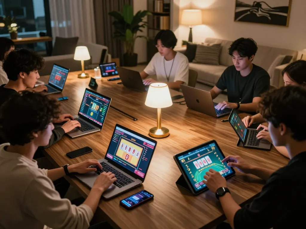 Players enjoying xx88 live dealer games on modern devices while analyzing their betting strategies.