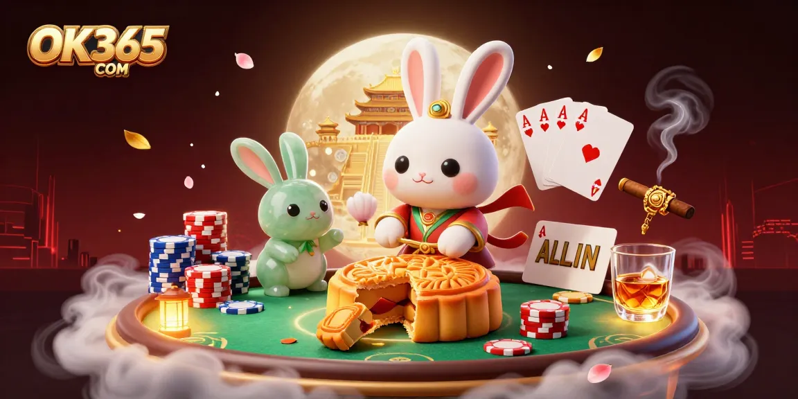 Engage with OK365 COM’s exciting casino atmosphere featuring poker chips and vibrant gaming elements.