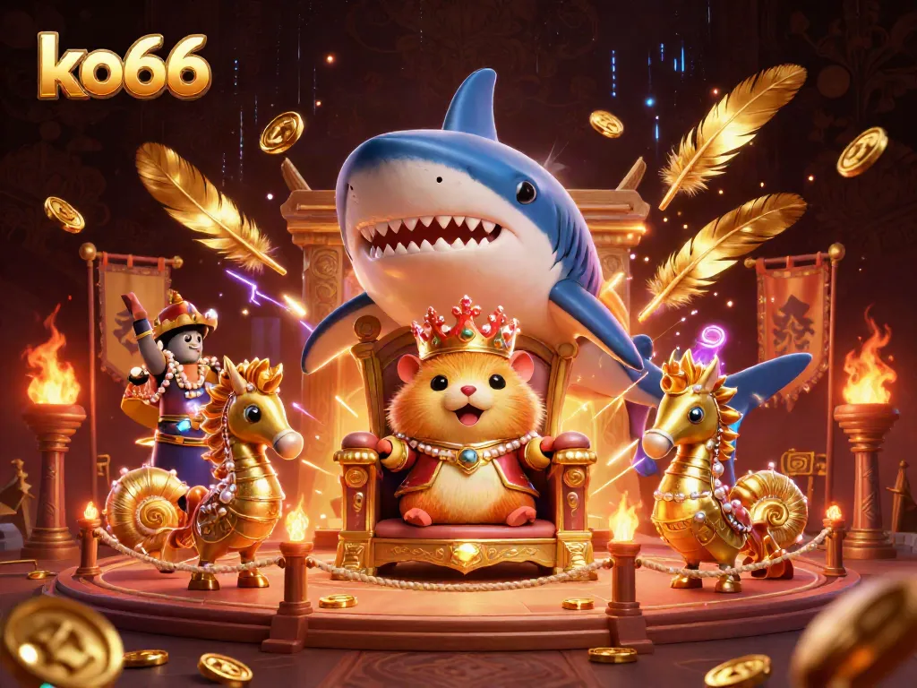 Experience thrilling gaming at ko66 with imaginative characters in a vibrant, ultra-detailed casino scene.
