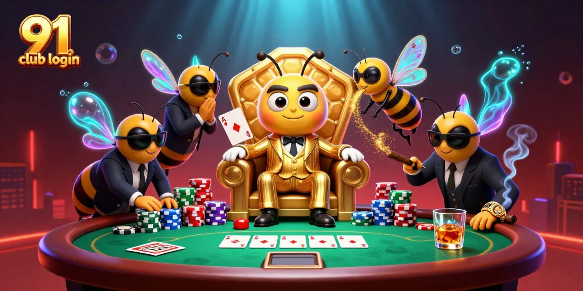 Experience the thrill of 91 club login in a dynamic 3D cartoon casino scene filled with action.