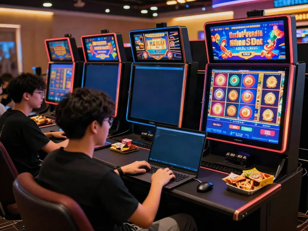 Engaged player enjoying vibrant slot games on https://da88z.net/ with exciting graphics.