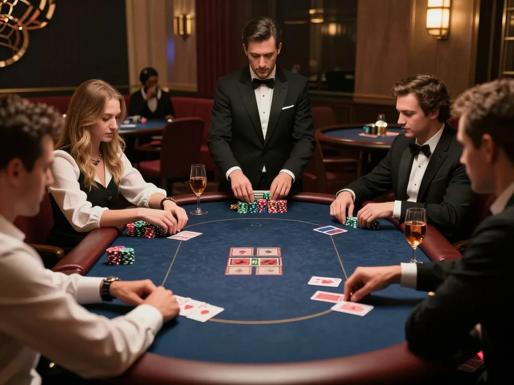 Engaged players enjoy high-stakes poker in an exclusive setting, embodying the LGO GOAL atmosphere