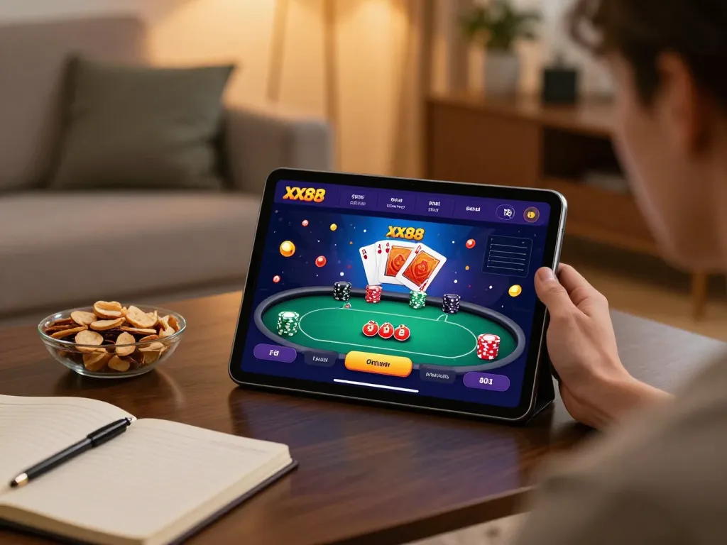 Engaging in online gambling using the xx88 app for an exciting gaming experience.