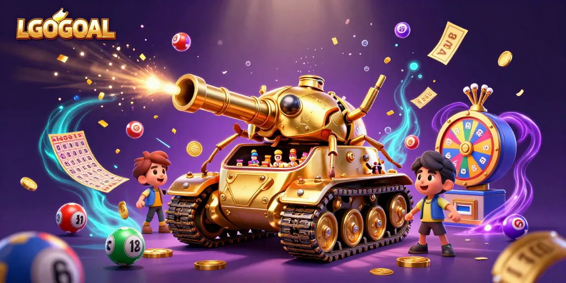 Win big with LGOGOAL in this vibrant casino scene, where a golden beetle tank reveals exciting games and prizes.
