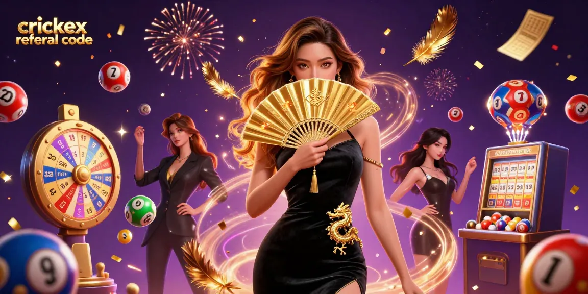 Win big with crickex referral code in a vibrant casino illustration featuring a beautiful Asian woman.